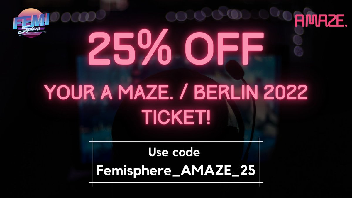 Dear Femisphere friends! 💜 If you didn't get yourself a ticket to <a href="/AMazeFest/">A MAZE.</a> yet, you can use code Femisphere_AMAZE_25 to get 25% off! 🦩