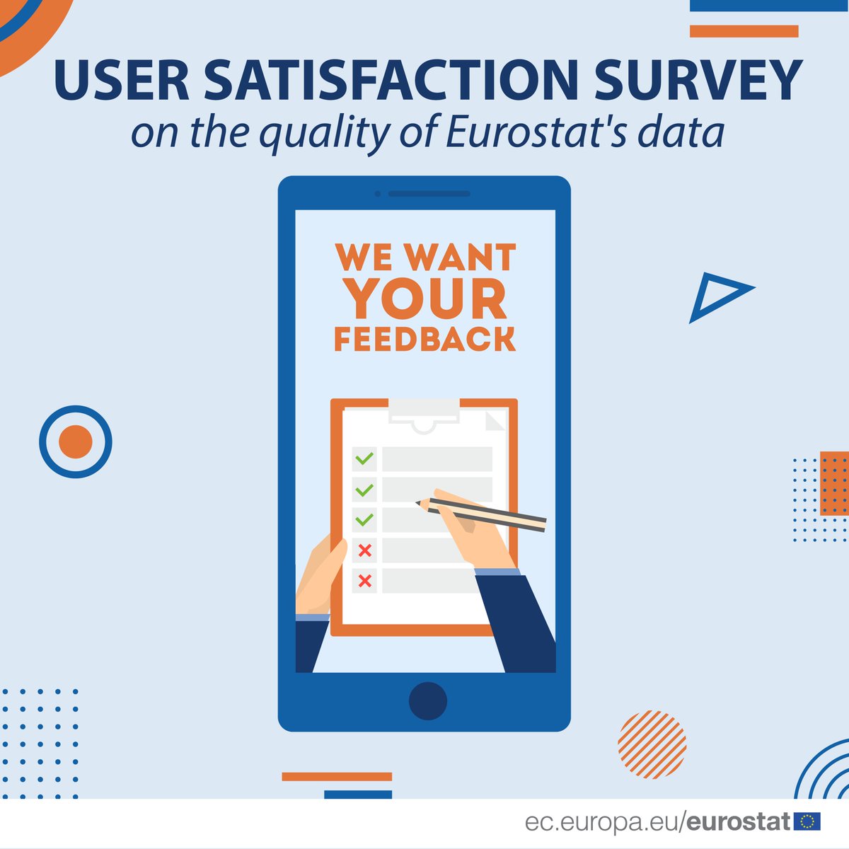 EU_Eurostat's tweet photo. 📢Share your feedback on the quality of Eurostat's data📊

How can we be sure that we are meeting your needs❓ Let us know by answering our questionnaire❗💬

Click here to participate👉https://t.co/tYZcTz4poh https://t.co/1t6Qy45pTT