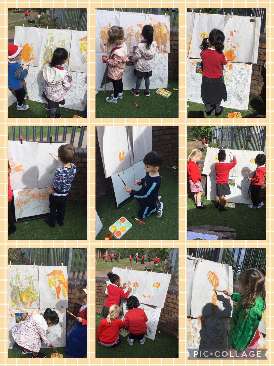 cashprimary's tweet photo. Nursery and reception have been artists this week painting sunflowers inspired by Van Gogh outside in the sunshine π»π #FutureArtist #ExploringOutside #EYFS https://t.co/mGXwj5bpPk