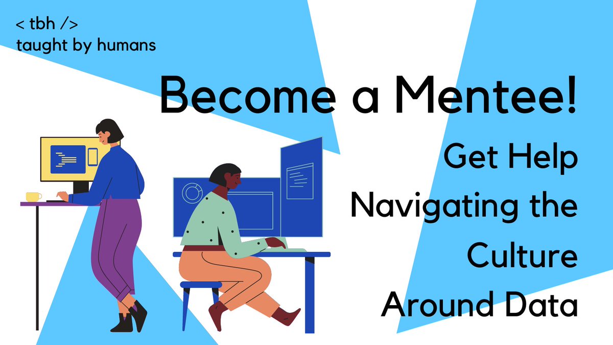Do you work in data and would value help navigating the job culture? If so, some 1-2-1 support from our Data Confident Women Mentoring Scheme could help you!

Get in touch for more info and express your interest with this form: bit.ly/37vKnN8

#taughtbyhumans #mentorship