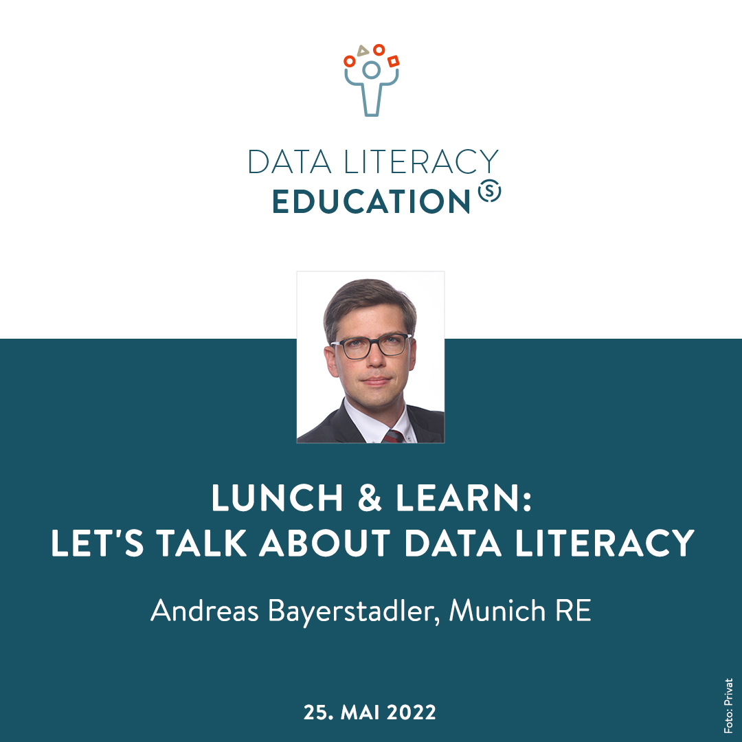 stifterverband's tweet photo. Bei unserer neuen Veranstaltungsreihe "Let's talk about Data Literacy" spricht Andreas Bayerstadler von der @MunichRe über die Bedeutung von #DataLiteracy in einem großen Versicherungsunternehmen. 👉 https://t.co/PoPGGeHs9N
#FutureSkills #DataAnalytics #Lunch_Learn https://t.co/UEmTfDlEB5