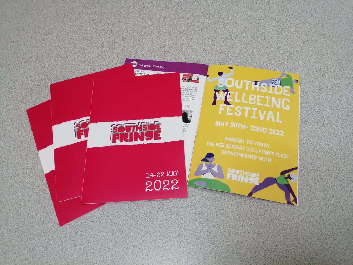 SsWellbeingFest's tweet photo. Pick up your Southside Fringe info at Finn's Place - which also includes information about our Wellbeing Festival. @wee_retreat @KeepItSouth @SsWellbeingFest  @finns_place https://t.co/nJvHXenYea https://t.co/1sRomKPet3