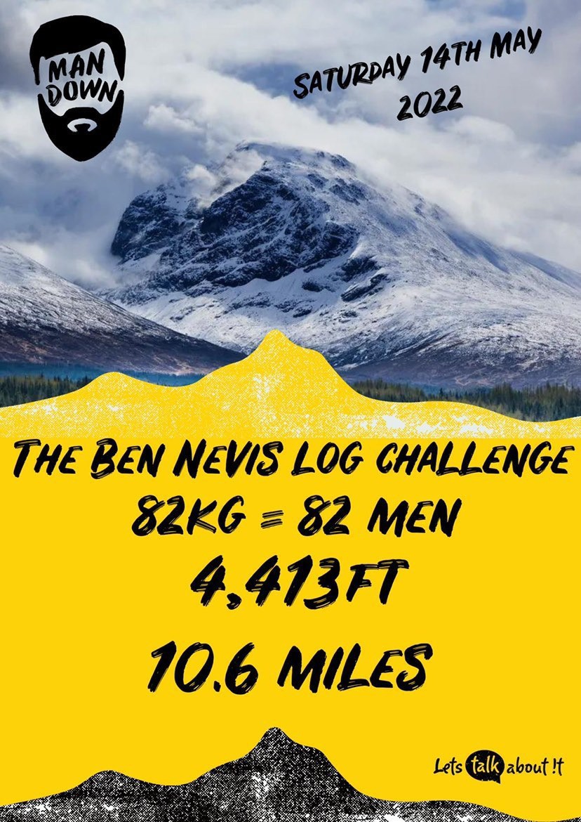 CornwallCollege's tweet photo. #MentalHealthAwarenessWeek we're highlighting Tom's journey, who is @ConcordeGroup Manager &amp; is now an advocate for @cornwallmandown 

To reduce the stigma around men's mental health Tom, with others, will carry a 82kg log up/down Ben Nevis this Sat!

https://t.co/xgIhrovapm https://t.co/6G9i1PMV6x