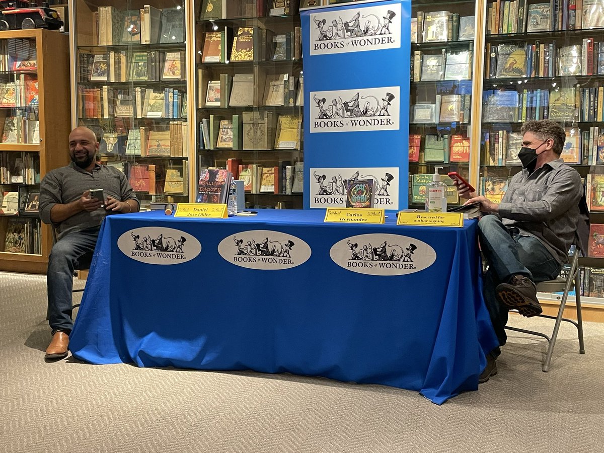triplec64's tweet photo. Made it out to @BooksofWonder as part of @djolder speaking tour for #BalladAndDagger Many questions answered. Some new revelations exposed thanks in part to Carlos Hernandez’ skillful navigation of the conversation. Can’t wait ‘til Part2. Bravo! https://t.co/AUrF2PfOIe