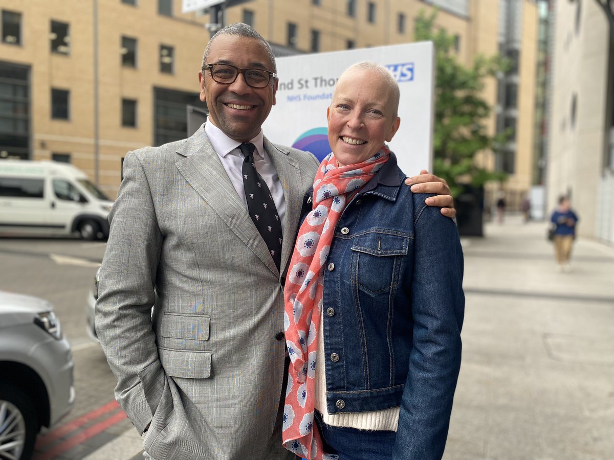JamesCleverly's tweet photo. I missed the state opening to be with Susie to get her latest cancer results. 

Good news.

She’s responding well to treatment, cancer shrinking, no more chemo. 

Still surgery and other treatments, but a big part of the journey completed.

Thank to the Guy’s team. #BreastCancer https://t.co/c5xSA02608