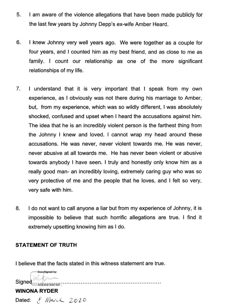 @redwoods81 @agirlhasnoblame @BLACKMESSlAH @Happyworlds17 lmao here is Winona Ryder’s witness statement fiercely defending Johnny Depp 🤣

#JusticeforJohnnyDepp