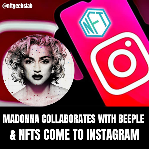 nftgeekslab's tweet photo. 💡Despite the NFT market slump, new collections are born and Web3 is expanding. Madonna launches her first NFT "Mother of Creation" with Beeple where she gives birth, and Instagram lets NFT collectors display verified NFTs. 
#nfts #beeple #Madonna #Meta #Instagram https://t.co/rpYhsQhNg9