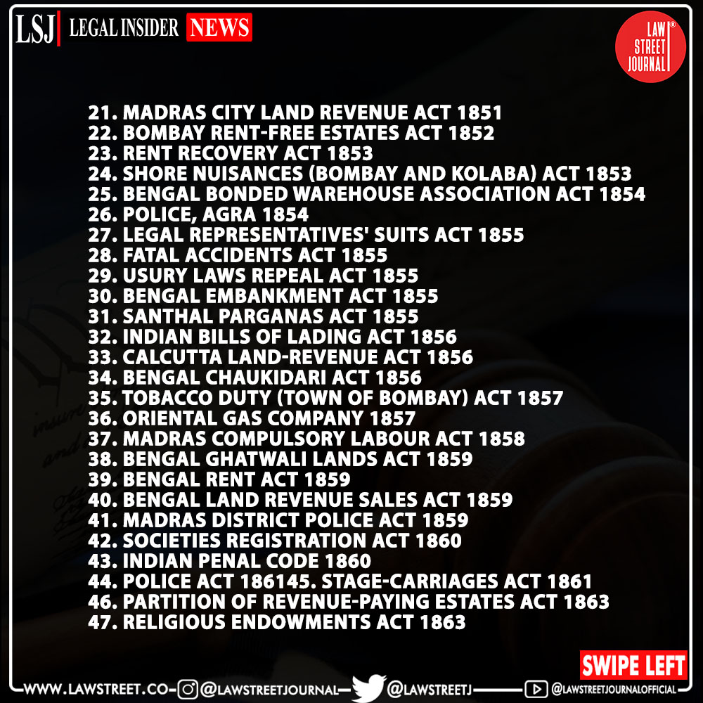 LawstreetJ's tweet photo. The 222 #Colonial Laws which are still prevalent in modern India. READ LIST !
.
.
@LawstreetJ @AshwiniUpadhyay #coloniallaws #colonialindia #india #jurisdiction #indianjudicialsystem #ashwiniupadhyay https://t.co/jJ0f4IGUQC