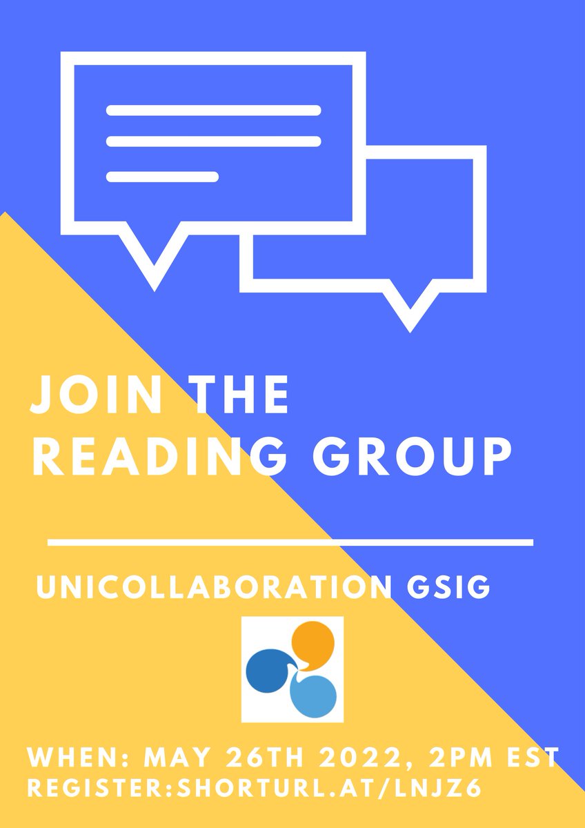 Join our GSIG's reading group on May 26th to discuss: Multicultural learning and experiences in design through collaborative online international learning (COIL) framework (doi.org/10.14434/jotlt…). Register:shorturl.at/lnJZ6
#virtualexchange #graduatestudents