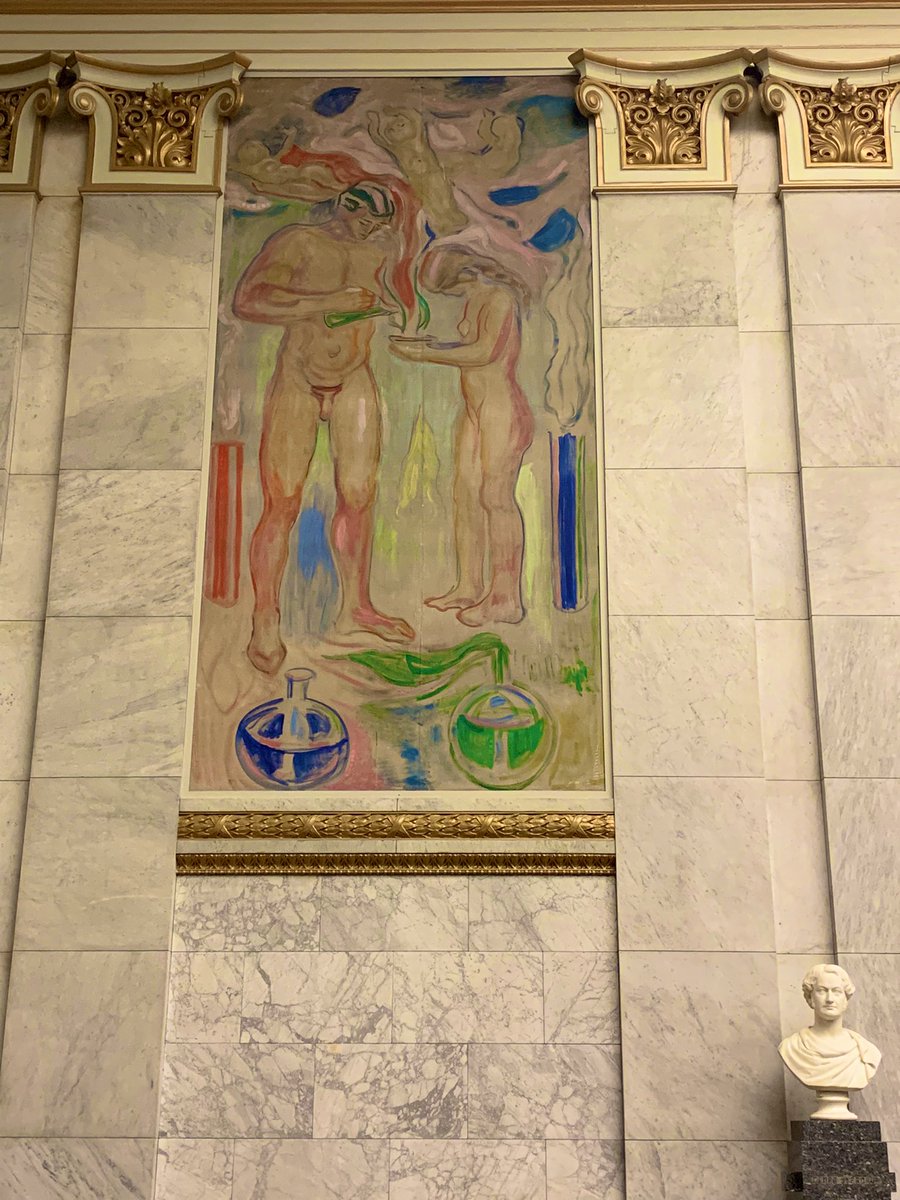 GraceLSDavidson's tweet photo. Oslo University Hall this evening with
the Norwegian Baroque Ensemble
singing #Handel #DixitDominus &
#VivaldiGloria, directed by
#StevenDevine Enjoying looking at the extraordinary murals on the walls by
#EdvardMunch #UniversityAula #Oslo
#Norway #Barokkanerne #Soprano https://t.co/1TAFqZb9sd