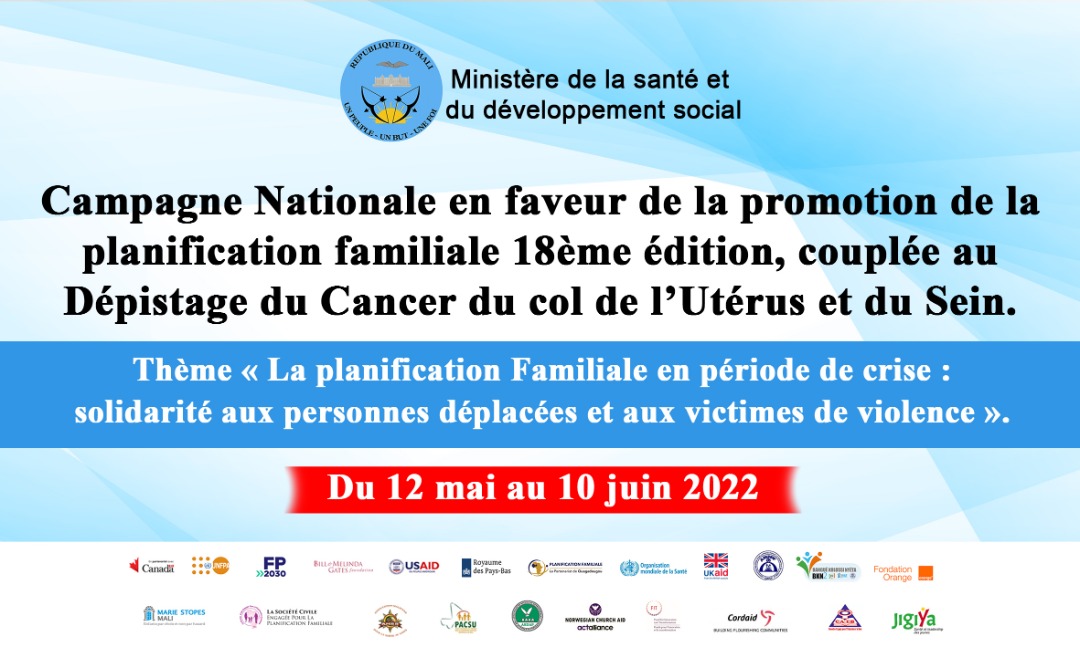 Afin d'augmenter le taux de #PrevalenceContraceptive et de contribuer à la réduction de la #MortaliteMaternelle et néonatale au #Mali, le <a href="/MSDS_Mali/">Ministère de la Santé et du Développement Social</a> organise la 18e édition de la Campagne Nationale de la promotion de la Planification Familiale du 12 mai au 10 juin 2022.