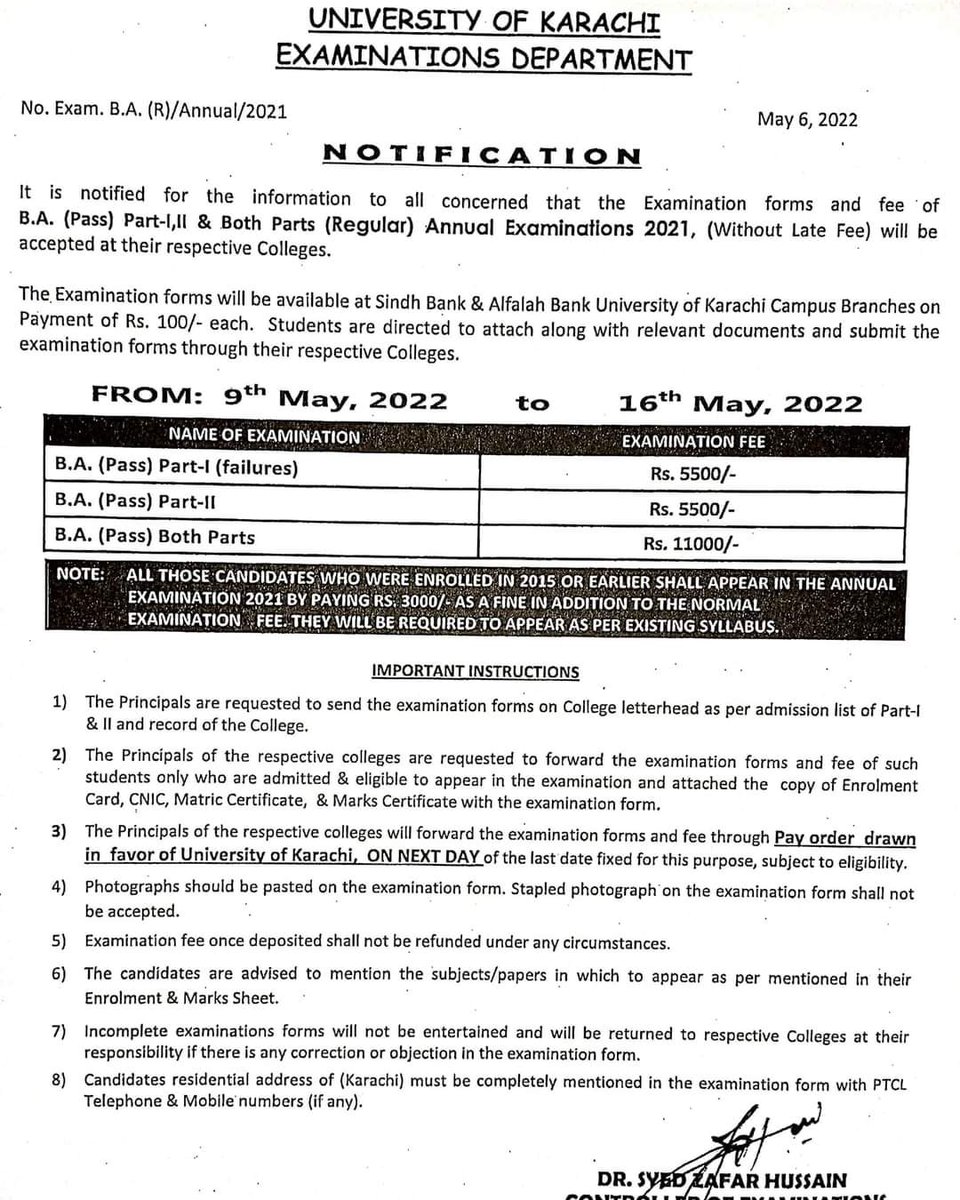 HanifExcellence's tweet photo. Examination Form and Fee of B.A. for Annual Examinations 2021
#exams
#KU
#BA
#hanifexcellence https://t.co/KH9JIc6eF5