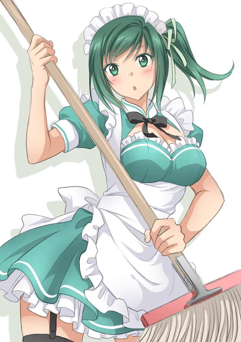 モップを持つと武器に見えるメイドさん。#メイドの日 