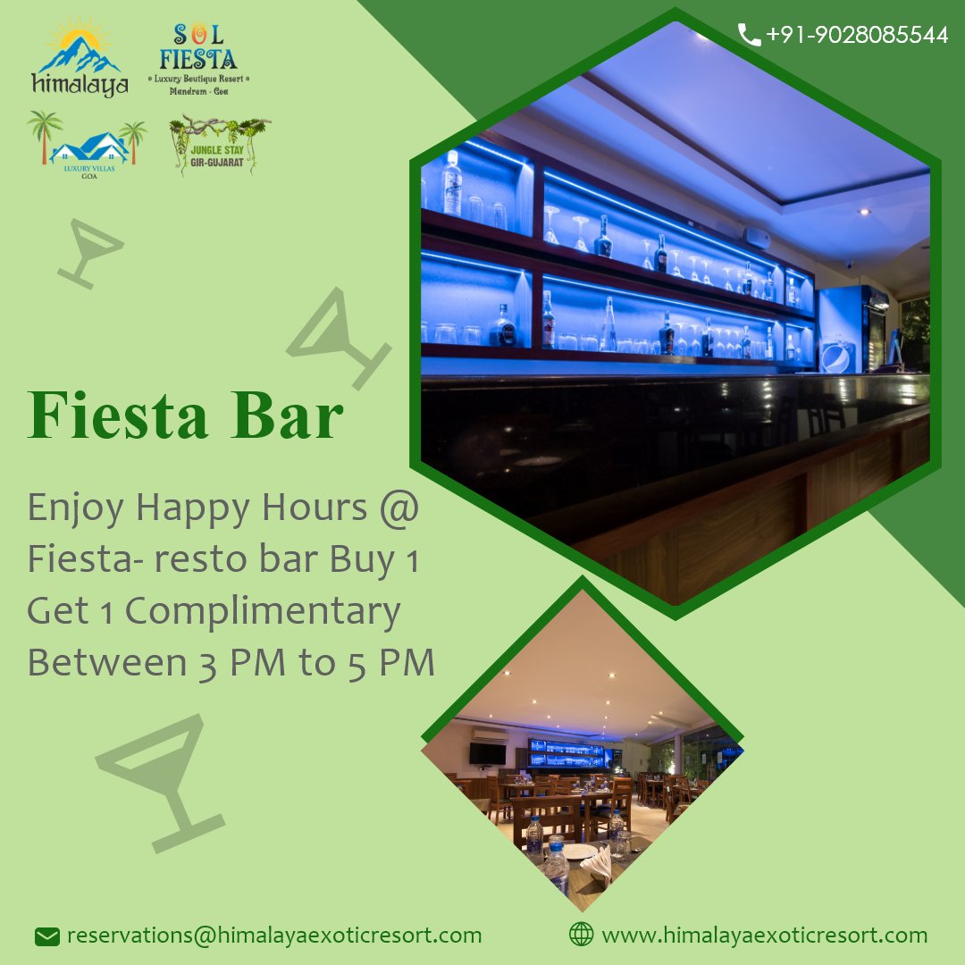 HimalayaSol's tweet photo. Fiesta Bar, Enjoy Happy Hours @ Fiesta- Restro bar.
Buy 1 get 1 Complimentary (Between 3 PM to 5 PM)
Visit https://t.co/TQvgrOJ5g7
Call +91-9028085544
#barlife #barphotography #barenjoyment #nightlifegoa #indianightlife #resortingoa #resortvideo #resortphotography #beachvibes https://t.co/K45UZebN1F