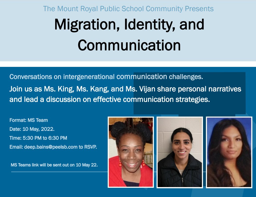 MountRoyalPS's tweet photo. Don't forget to RSVP for tonight's virtual presentation! https://t.co/rSN9ppd9Kh