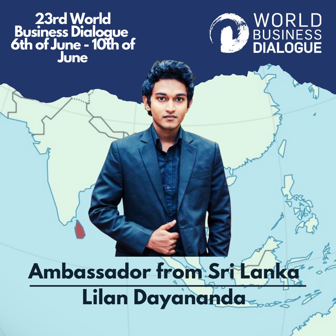 Today we present you Lilan Dayananda👏
Like the other ambassadors, he contributes to WBD in spreading the message and in certain tasks that will make the conference an international atmosphere! 🌍
 
Follow the link to participate: world-business-dialogue.com/ticket-applica…

#2022 #networks