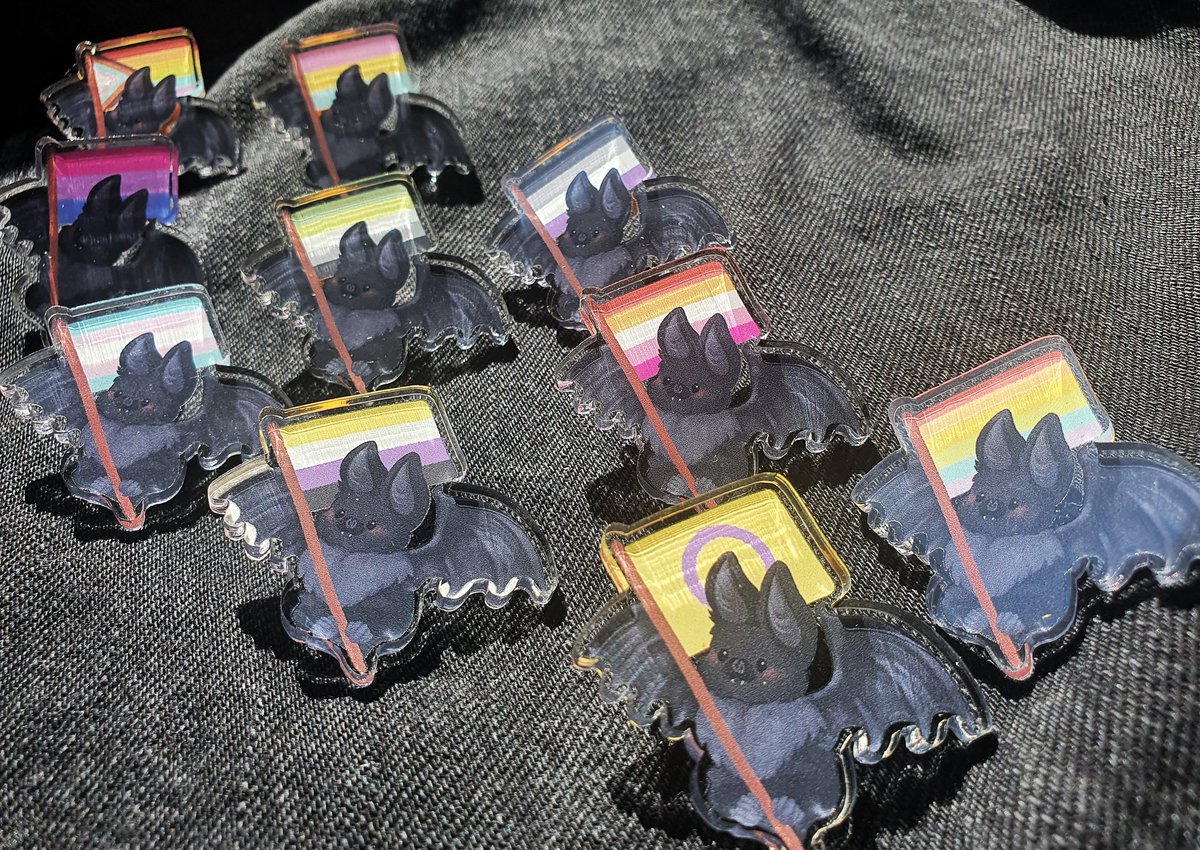 sofftpunk's tweet photo. here's the entire bat pride pals pin range 🦇❤️ made entirely of recycled plastic, these cuties keep waste out of landfill sites! ♻️ https://t.co/8XITqKI5hl