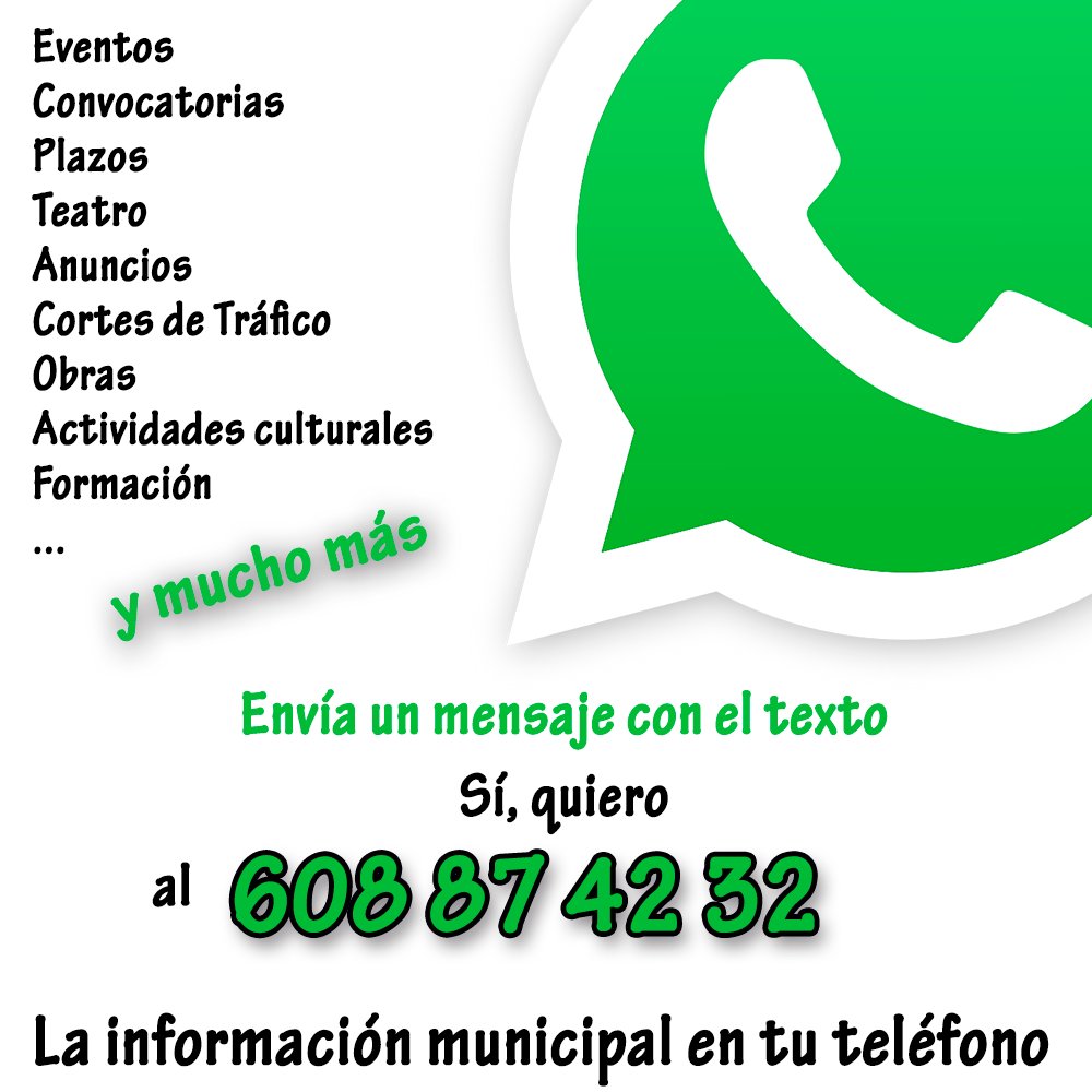 sjaznalfarache's tweet photo. Di «Sí, quiero» a tu Ayuntamiento y únete a nuestra lista de difusión en WhatsApp para estar al día de la información municipal de servicio. A través de este nuevo canal de comunicación, difundiremos anuncios, eventos cortes de tráfico, plazos para ayudas o bolsas de empleo. https://t.co/dUf7M0RBjE