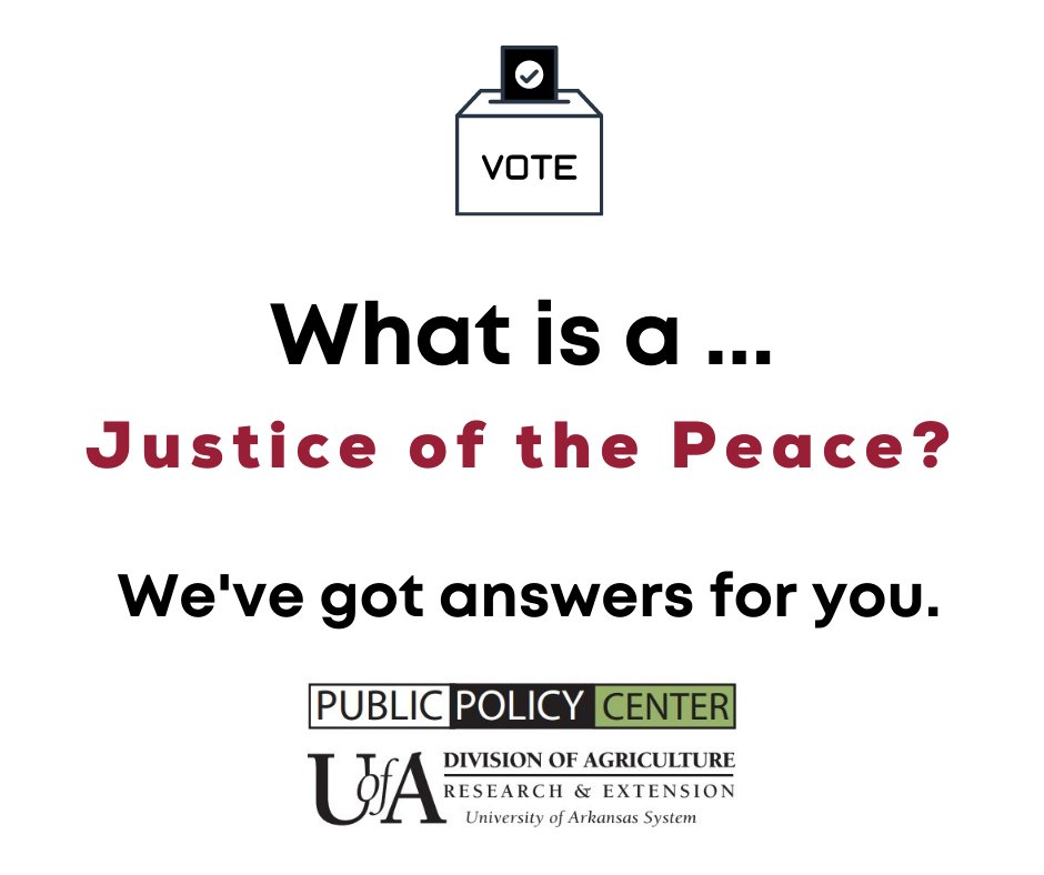 UAEX_PPC's tweet photo. We covered the executive offices of county government. Now we turn to the legislative branch and answer the question of "What is a Justice of the Peace?" Find out more about these Quorum Court members at https://t.co/HijLiOhmGQ #ARballot #ARvotes #primary https://t.co/4fDQ96MIma
