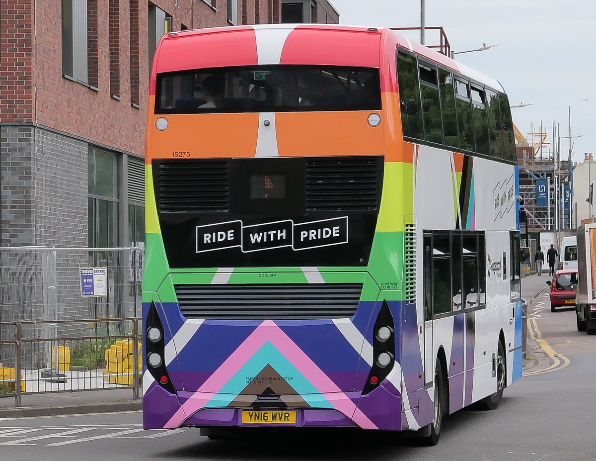 brianseast's tweet photo. SSEEK 15275 on its first day in its 'Pride' colours on the Triangle at Sturry Road Roundabout, Canterbury this morning (10/05/2022). https://t.co/EsUIMrfJGZ