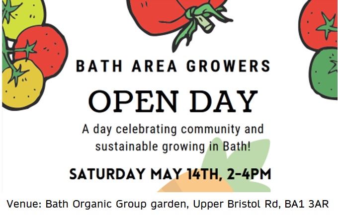 BathAreaGrowers's tweet photo. Join us next Saturday, 2-4pm, at this FREE event! Tours of the garden and orchard, plant and seedling swap, activities for children, refreshments, tea and cakes. Find out what our sustainable gardening groups are doing across Bath. At @bathorganicgrp next to Victoria Park. https://t.co/LPNt5b3OV6