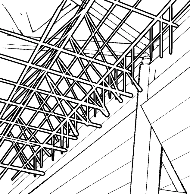 体育館の天井の描くの大変なあみあみを手描きでちょっと簡単に描く方法

1,パース定規を使い白線で描き、黒フチをつける
2,レイヤーをラスタライズ→輝度を透明度に変換で白い部分を消去
3,レイヤーの変換でベクターレイヤーにし、線幅修正・ブラシ形状の変換等で太さを調整、細かい所描き込む 
