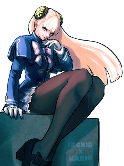 昨日描いたイングリッドコスチュームかりんお嬢様の線画に色塗った😃 