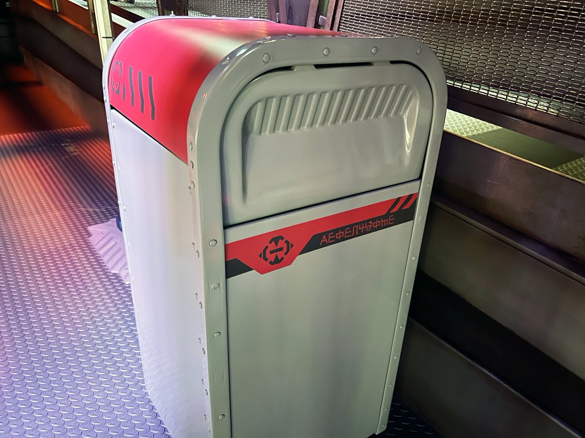 MagicalTrash's tweet photo. For the #Xandar portion of the story featured in #GuardiansOfTheGalaxy #CosmicRewind, red-accented trash can designs are used.

🌐 |https://t.co/OsJ6qSRpRr
📷 | @laughingplace 

Used by Permission. #MagicalTrash #Disney #WDW #Epcot #SaveTheGalaxyTime #TrashCanTuesdahC https://t.co/8yN5IXdnYw