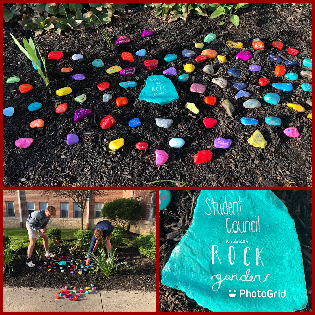 ReneeDerr's tweet photo. Special thanks to our student council leaders for our motivational rock garden!  ⁦@KBiehle⁩ ⁦@LibertyJaguars⁩ ⁦@Newark_Schools⁩ https://t.co/HlUiXqvqiY