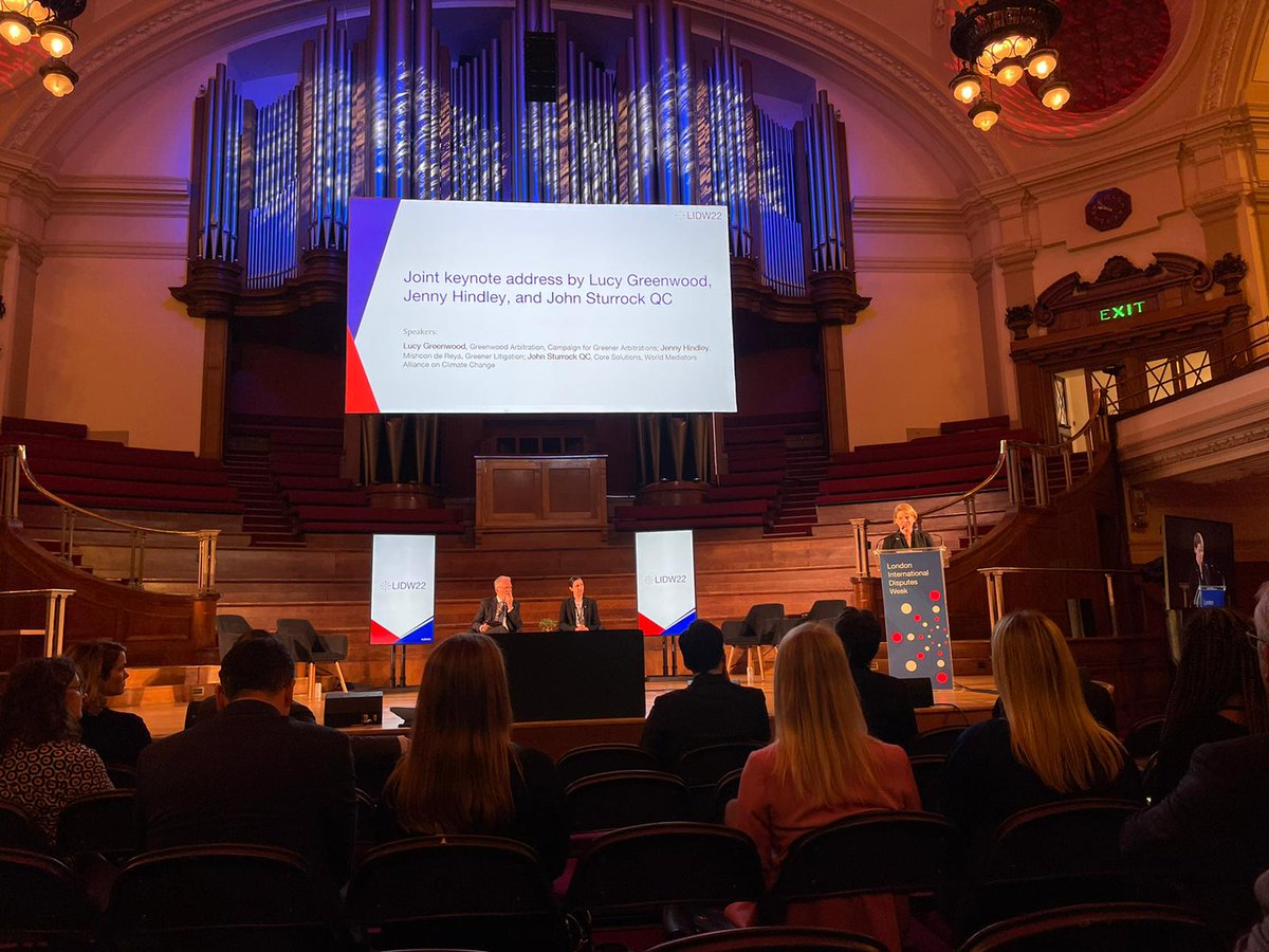 In our first key note, <a href="/Intarblawyer/">Lucy Greenwood</a>, Jenny Hindley and <a href="/Coremediation/">John Sturrock</a> tackled the theme of "sustainability" in meditation, arbitration and litigation #LIDW22