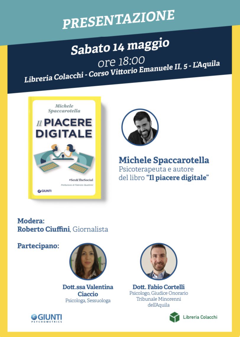 IISS_Roma's tweet photo. Sabato 14 Maggio, h.18
Libreria Colacchi
Corso V.Emanuele II 5, #Laquila 

Presenta:
Roberto Ciuffini
Giornalista 

Ospiti:
Dott.ssa Valentina Ciaccio
@ValeCiaccio 
Dott. Fabio Cortelli

@univaq @laquilarinasce @ComuneLAquila @AQVoltaLaCarta @laquilablog @Il_Centro @GiuntiEditore https://t.co/Mkhs7mN6Ra
