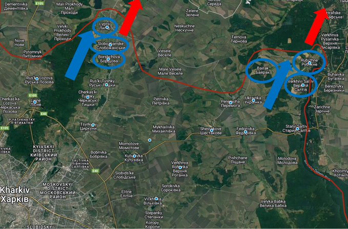 8HWUu4uXy35QLXM's tweet photo. Kharkiv Axis #Ukraine ปลดปล่อยเมือง #Rubizhne, #Lyptsi,#Verkhnii,#Saltiv,#Borshchova & #Slobozhanske ขณะที่ กองกำลัง #รัสเซีย ยังคงล่าถอยต่อไป กองกำลังรัสเซียตามแนวแกนนี้ ยังไม่มีอุปกรณ์หรือกำลังคนที่ต่อต้านแนวรบ #UAF เดินหน้าและถอนตัว N.อ่ะครับ 😀😜😜#Russia #NATO #US #UN https://t.co/khpcb4Bx1M