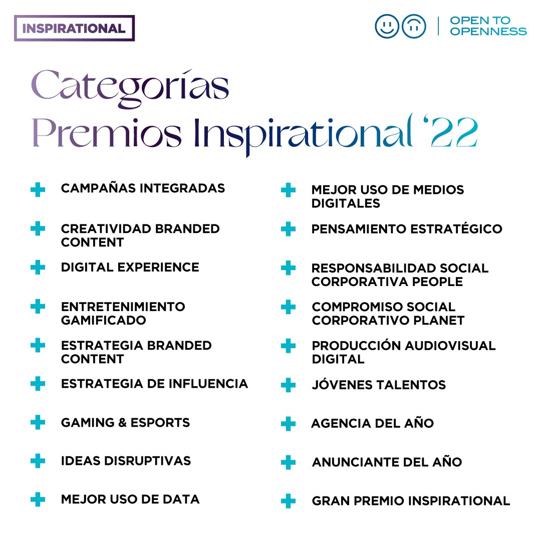 IAB_Spain's tweet photo. Esta edición también cuenta con un Jurado Online. Desde hoy, y hasta el 14 de septiembre, permanecerá abierto el plazo de inscripción a las 18 categorías de los #PremiosInspirational.
Más información en https://t.co/SnI3EiWyDD
#OpentoOpenness https://t.co/tQ8dJUoRzT
