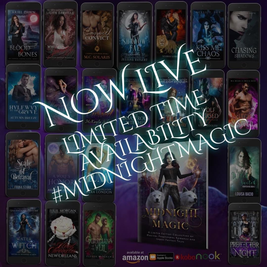⭒*.✩.*⭒ Midnight Magic is Finally Here! ⭒*.✩.*⭒

Full of  💜 Romance |  🐉 Adventure | 🔮 Magic
… this collection is NOT to be missed!
━☆ books2read.com/midnightmagic ☆━
Embrace the magic today!
#charmedmagic #midnightmagic #boxset #shiftersunleashed