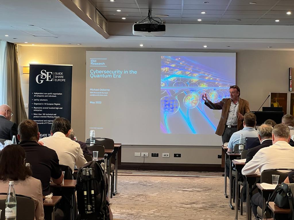 GuideShareEurop's tweet photo. Closing presentation at the GSE GUIDE SPRING EVENT of Michael Osborne about "Cyber Security in the Quantum Age" #IBM #quantum #cybersecurity #datasecurity #ibmsecurity #guideshareeurope https://t.co/AP0qAECzxA
