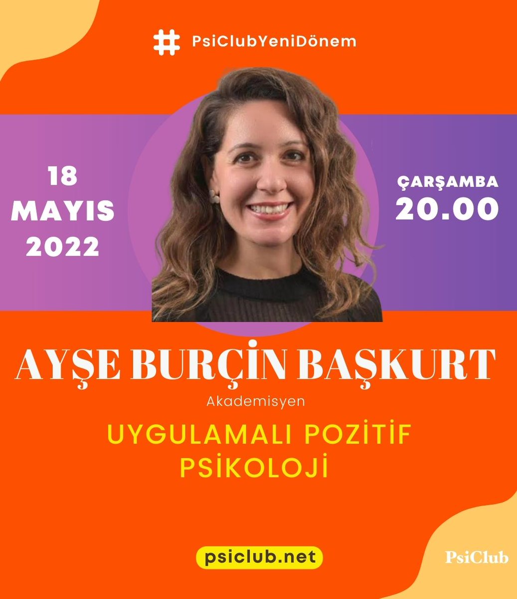 Psiclubnet's tweet photo. Pozitif Psikoloji ve Koçluk Psikolojisi alanında eğitimlerini tamamlayan, toplumsal cinsiyet, liderlik, kariyer değiştirme konularında araştırmalar yapan,
Londra ve Türkiye’de öğretim görevlisi olarak çalışan Dr. Ayşe Burçin Başkurt, 18 Mayıs’ta PsiClub’ta! https://t.co/QQrGKXEyIN