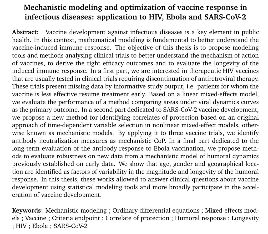 Boris Hejblum (@borishej.bsky.social) (@borishej) on Twitter photo 🎓 PhD defense of Marie Alexandre on “Mechanistic modeling and optimization of vaccine response in infectious diseases: application to HIV, Ebola and SARS-CoV-2” supervised by <a href="/RodThiebaut/">Thiebaut Rodolphe</a> & <a href="/MelaniePrague/">Melanie Prague</a> in <a href="/sistmteam/">SISTM</a> ! <a href="/Isped_Bordeaux/">Isped</a> <a href="/Inria_Bordeaux/">Centre Inria de l’université de Bordeaux</a> <a href="/Inria/">Inria</a> <a href="/Inserm/">Inserm</a> <a href="/AssoEDSP2/">Association des Doctorants EDSP2</a> 🎓 PhD defense of Marie Alexandre on “Mechanistic modeling and optimization of vaccine response in infectious diseases: application to HIV, Ebola and SARS-CoV-2” supervised by <a href="/RodThiebaut/">Thiebaut Rodolphe</a> & <a href="/MelaniePrague/">Melanie Prague</a> in <a href="/sistmteam/">SISTM</a> ! <a href="/Isped_Bordeaux/">Isped</a> <a href="/Inria_Bordeaux/">Centre Inria de l’université de Bordeaux</a> <a href="/Inria/">Inria</a> <a href="/Inserm/">Inserm</a> <a href="/AssoEDSP2/">Association des Doctorants EDSP2</a>