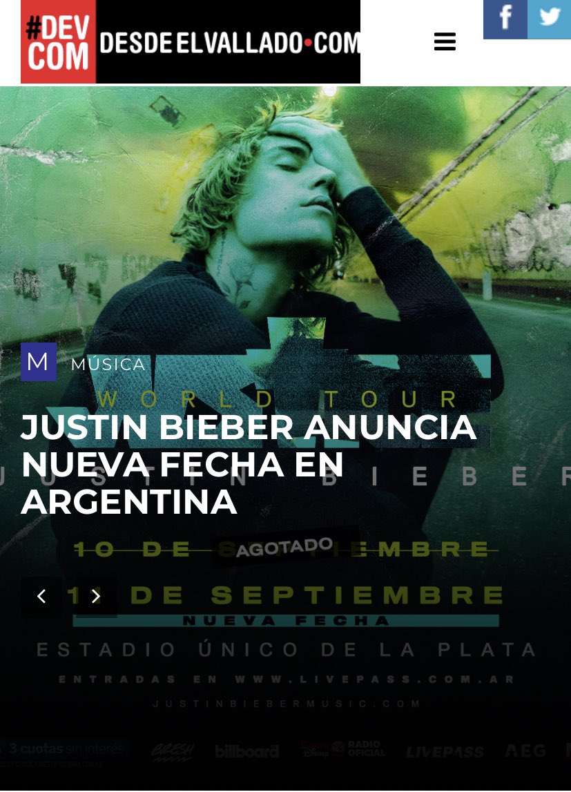 desdeelvallado (@desdeelvallado) on Twitter photo JUSTIN BIEBER ANUNCIA NUEVA FECHA EN ARGENTINA - Desde el Vallado - Donde la música no descansa. <a href="/desdeelvallado/">desdeelvallado</a> desdeelvallado.com/musica/1984-ju… <a href="/justinbieber/">Justin Bieber</a> <a href="/MatiasPetrucell/">Matias Petrucelli</a> JUSTIN BIEBER ANUNCIA NUEVA FECHA EN ARGENTINA - Desde el Vallado - Donde la música no descansa. <a href="/desdeelvallado/">desdeelvallado</a> desdeelvallado.com/musica/1984-ju… <a href="/justinbieber/">Justin Bieber</a> <a href="/MatiasPetrucell/">Matias Petrucelli</a>