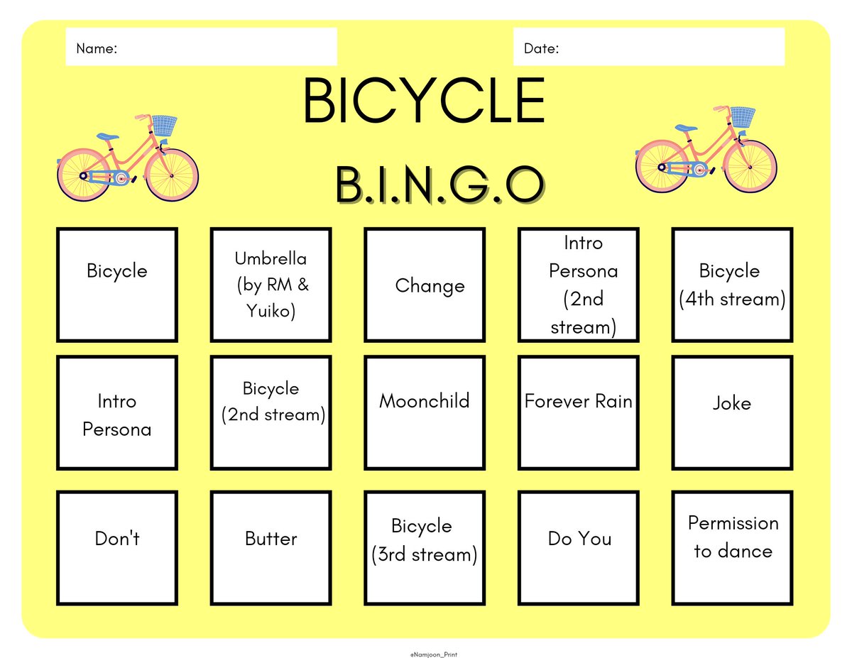 agustdocs's tweet photo. let's play this bingo!!
β bingo by: @Namjoon_print
#StreamingForNamjoon
#RM_Bicycle1YearSoon
#Namjoon https://t.co/X93MAy8NmN