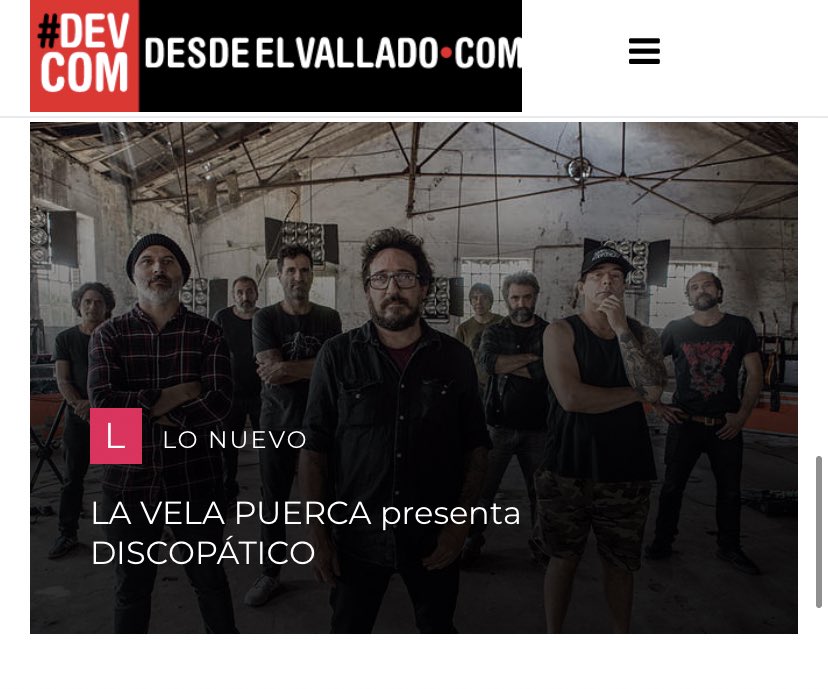 desdeelvallado (@desdeelvallado) on Twitter photo LA VELA PUERCA presenta DISCOPÁTICO - Desde el Vallado - Donde la música no descansa. <a href="/desdeelvallado/">desdeelvallado</a> desdeelvallado.com/lo-nuevo/1981-… <a href="/LaVela_Oficial/">La Vela Puerca</a> @GabyJurado_ok LA VELA PUERCA presenta DISCOPÁTICO - Desde el Vallado - Donde la música no descansa. <a href="/desdeelvallado/">desdeelvallado</a> desdeelvallado.com/lo-nuevo/1981-… <a href="/LaVela_Oficial/">La Vela Puerca</a> @GabyJurado_ok
