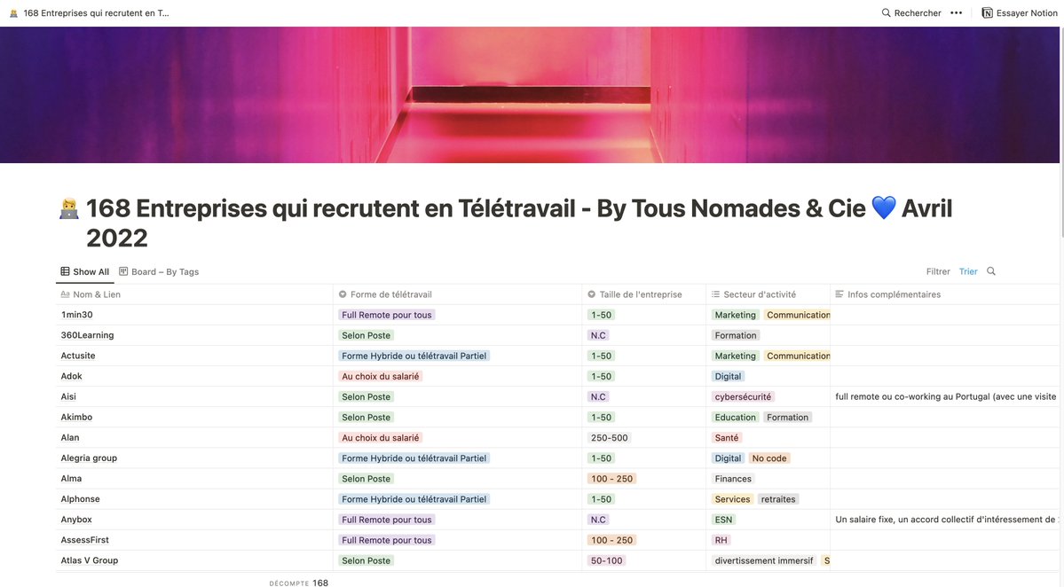 alexsoyes's tweet image. Il y a mon meilleur ami qui a trouvé cette liste d'entreprises qui recrutent des gens de la tech 🧑💻... en full remote !
👉 pyrite-tulip-0a7.notion.site/929a01bf19bf47…