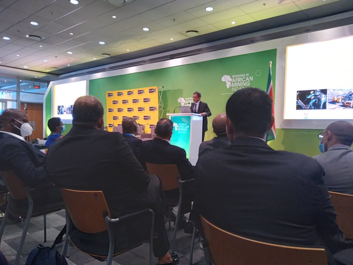 Minister Patel addressing delegates at the mining investment forum at the Mining Indaba #InvestInSAMining