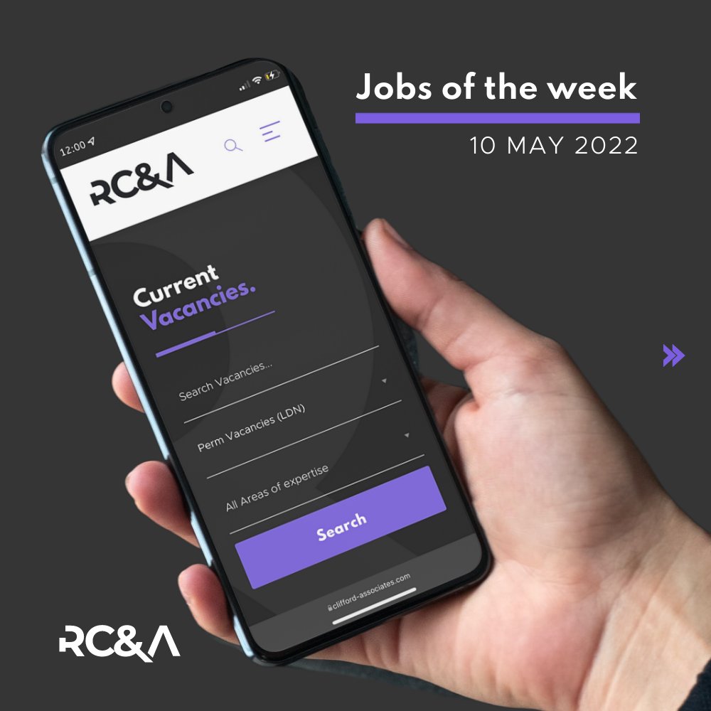 RCALondon's tweet photo. 🙌  Jobs of the week  🙌   
 
Check out the latest jobs from RC&amp;A this week 👏
 
To look at our jobs visit:  https://t.co/GXs3GAnGTs
 
 #Hiring #JobSearch #Recruiting #SocialMedia #AccountManager #DigitalEditor #SocialLead #BusinessDirector #ProjectManager #TechJobs https://t.co/R7BW0IB4DO