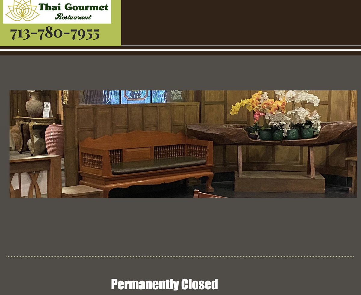 RSeervai's tweet photo. Sad sad news for #Houston and those who continue to live there. RIP Thai Gourmet, for me y'all were the best #Thai food establishment in North America 😭😭😭 https://t.co/JwumQLZkFY