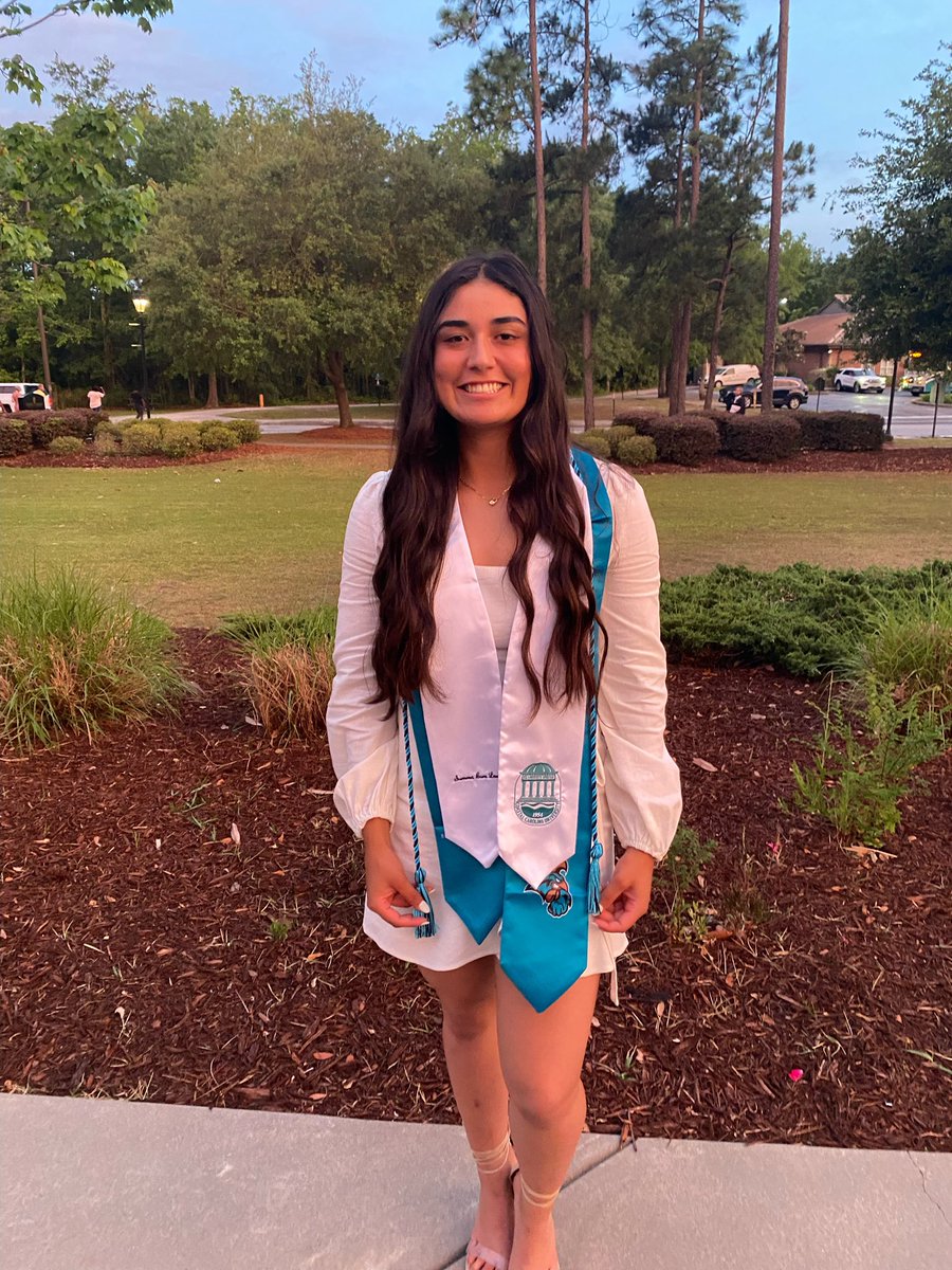 CoastalSoftball's tweet photo. Like this post to congratulate our two graduates from this past weekend, @AbbeyMontoya5 and @ki_bby_ ! We are so unbelievably proud of you! 💙🥎🎉  #CCUGrad https://t.co/tVxKKq2S5u
