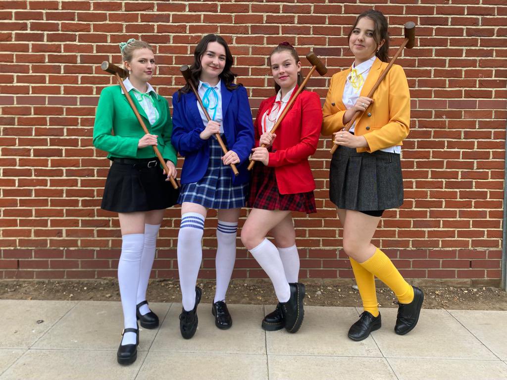 lydseden's tweet photo. @HeathersMusical thanks for providing inspo for our dress up day! so great to be an honourary heather 💚💙❤️💛 https://t.co/at7gtTQnfn