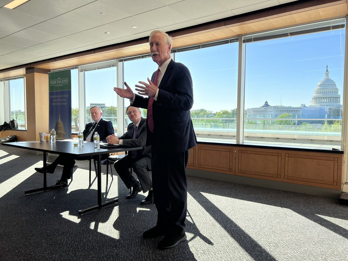NECouncil's tweet photo. Kicking off a busy week in DC with a #CapitalConversations breakfast with @SenAngusKing. Thanks to @NelsonMullins for hosting! #NECinDC https://t.co/1o1WgXuYMm
