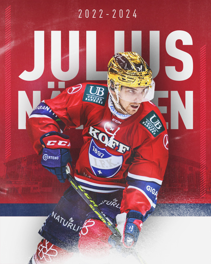 HIFKHockey's tweet photo. Julius Nättinen HIFK:hon kahden vuoden sopimuksella!

25-vuotias Nättinen nähtiin Liigassa edellisen kerran kaudella 2019-2020, jolloin hän voitti maalipörssin 33 osumalla. 

📝Tiedote: https://t.co/InVyKV4DCY

#HIFK #Liiga https://t.co/AKoeLpYb5S