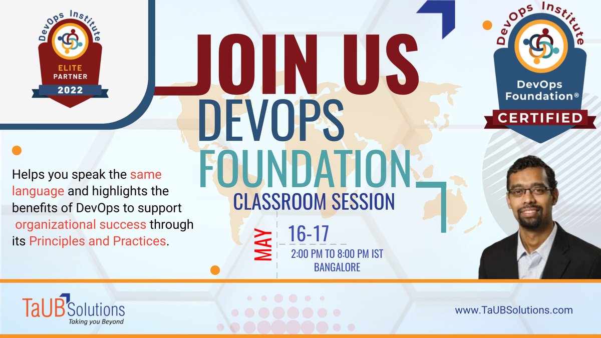 taubsoln's tweet photo. Get trained in the classsroom session (Bangalore) by DevOps Enterprise Certified Coach @sureshgp.

Click on the link to register
https://t.co/L9qlsMnrys

#TaUBSolutions #DevOpsFoundation #DevOps #HumansofDevOps #DevOpsCertification #DevOpsTraining
@DEVOPSINST https://t.co/P7r5V01JnZ