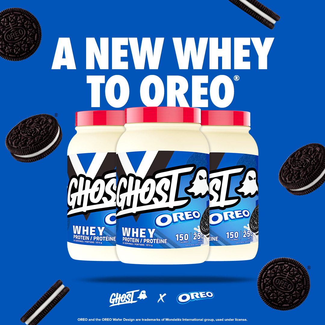 GHOST delivers your favourite flavours again! 25g of GHOST® WHEY protein meets real OREO® cookie pieces. And yes, it’s as good as it sounds! bddy.me/397s5T8